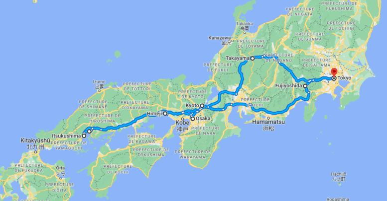 Carte circuit Japon 15 jours