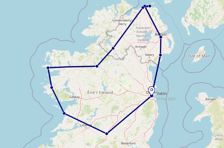 Carte itinéraire road trip 15 jours